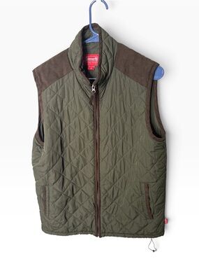 Coleman Olive Green Brown Medium Quilted Puffer Vest